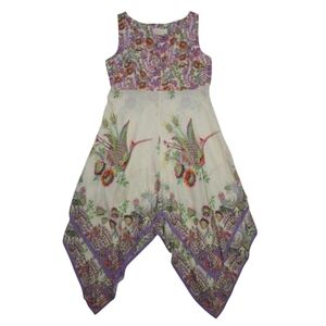 Anthropologie Analise Floral Midi Bohemian Handkerchief Dress Size 10 Petite